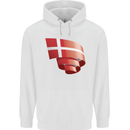 Curled Denmark Flag Danish Day Football Childrens Kids Hoodie White