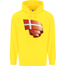 Curled Denmark Flag Danish Day Football Childrens Kids Hoodie Yellow