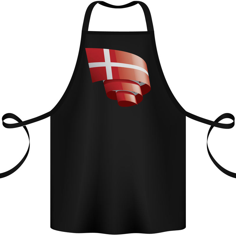 Curled Denmark Flag Danish Day Football Cotton Apron 100% Organic Black