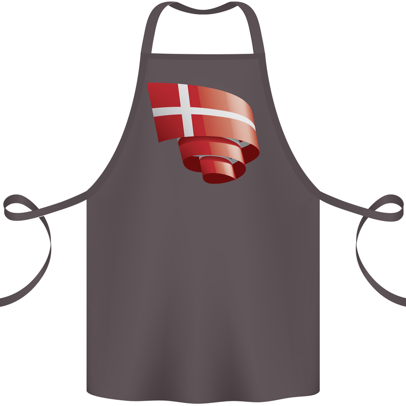 Curled Denmark Flag Danish Day Football Cotton Apron 100% Organic Dark Grey