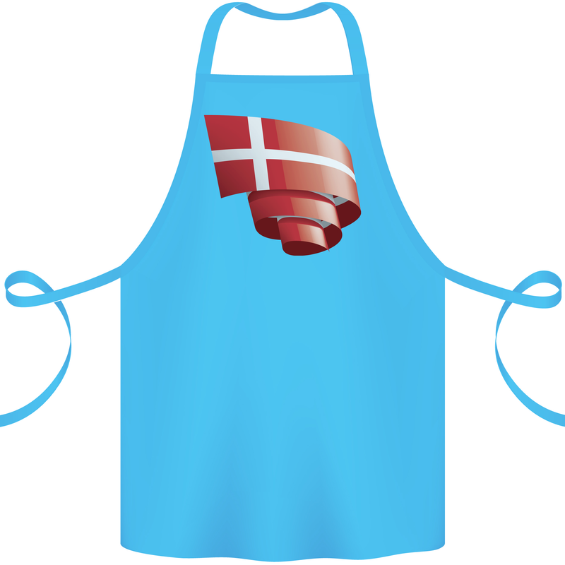 Curled Denmark Flag Danish Day Football Cotton Apron 100% Organic Turquoise