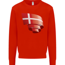 Curled Denmark Flag Danish Day Football Kids Sweatshirt Jumper Bright Red