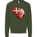 Curled Denmark Flag Danish Day Football Kids Sweatshirt Jumper Forest Green