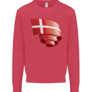 Curled Denmark Flag Danish Day Football Kids Sweatshirt Jumper Heliconia
