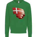 Curled Denmark Flag Danish Day Football Kids Sweatshirt Jumper Irish Green
