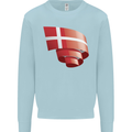 Curled Denmark Flag Danish Day Football Kids Sweatshirt Jumper Light Blue