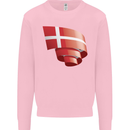 Curled Denmark Flag Danish Day Football Kids Sweatshirt Jumper Light Pink