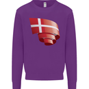 Curled Denmark Flag Danish Day Football Kids Sweatshirt Jumper Purple