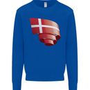 Curled Denmark Flag Danish Day Football Kids Sweatshirt Jumper Royal Blue
