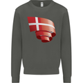 Curled Denmark Flag Danish Day Football Kids Sweatshirt Jumper Storm Grey