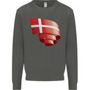 Curled Denmark Flag Danish Day Football Kids Sweatshirt Jumper Storm Grey
