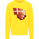 Curled Denmark Flag Danish Day Football Kids Sweatshirt Jumper Yellow