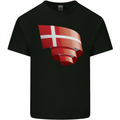 Curled Denmark Flag Danish Day Football Kids T-Shirt Childrens Black
