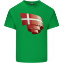 Curled Denmark Flag Danish Day Football Kids T-Shirt Childrens Irish Green
