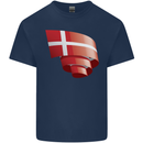 Curled Denmark Flag Danish Day Football Kids T-Shirt Childrens Navy Blue