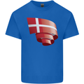 Curled Denmark Flag Danish Day Football Kids T-Shirt Childrens Royal Blue