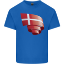 Curled Denmark Flag Danish Day Football Kids T-Shirt Childrens Royal Blue