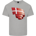 Curled Denmark Flag Danish Day Football Kids T-Shirt Childrens Sports Grey