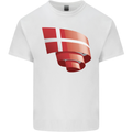 Curled Denmark Flag Danish Day Football Kids T-Shirt Childrens White