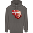 Curled Denmark Flag Danish Day Football Mens 80% Cotton Hoodie Charcoal