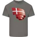 Curled Denmark Flag Danish Day Football Mens Cotton T-Shirt Tee Top Charcoal