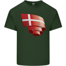 Curled Denmark Flag Danish Day Football Mens Cotton T-Shirt Tee Top Forest Green