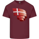 Curled Denmark Flag Danish Day Football Mens Cotton T-Shirt Tee Top Maroon