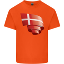 Curled Denmark Flag Danish Day Football Mens Cotton T-Shirt Tee Top Orange