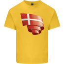 Curled Denmark Flag Danish Day Football Mens Cotton T-Shirt Tee Top Yellow