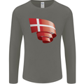 Curled Denmark Flag Danish Day Football Mens Long Sleeve T-Shirt Charcoal