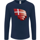 Curled Denmark Flag Danish Day Football Mens Long Sleeve T-Shirt Navy Blue