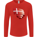 Curled Denmark Flag Danish Day Football Mens Long Sleeve T-Shirt Red