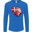 Curled Denmark Flag Danish Day Football Mens Long Sleeve T-Shirt Royal Blue