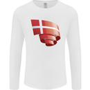 Curled Denmark Flag Danish Day Football Mens Long Sleeve T-Shirt White