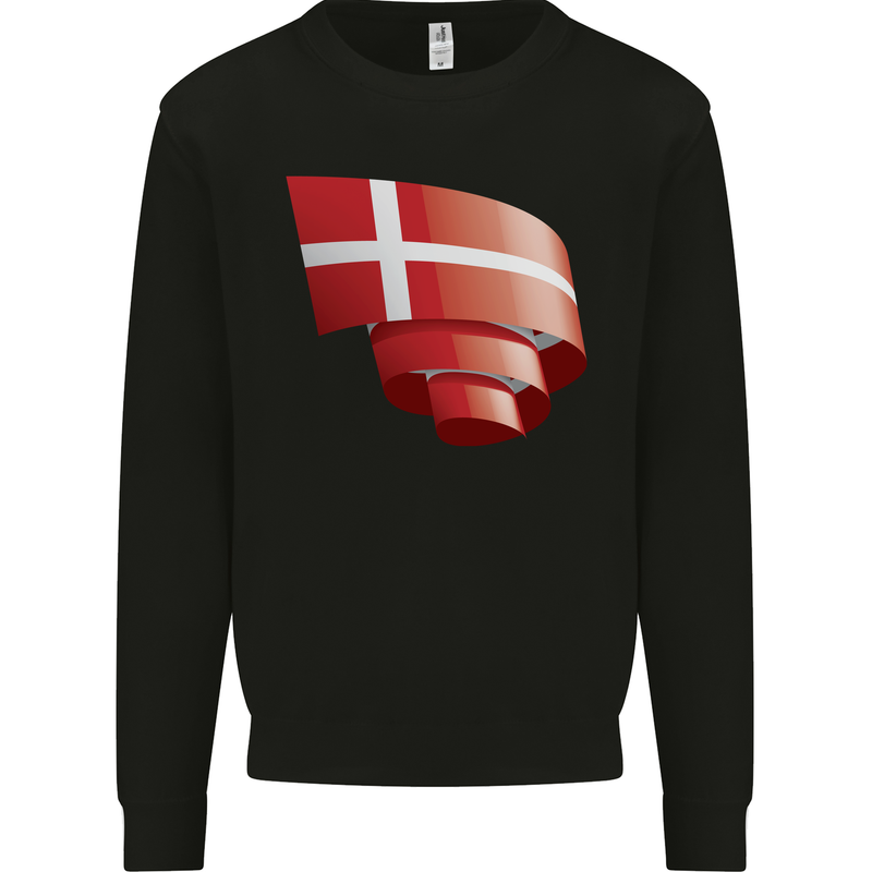 Curled Denmark Flag Danish Day Football Mens Sweatshirt Jumper Black