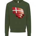 Curled Denmark Flag Danish Day Football Mens Sweatshirt Jumper Forest Green