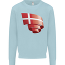 Curled Denmark Flag Danish Day Football Mens Sweatshirt Jumper Light Blue