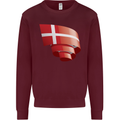 Curled Denmark Flag Danish Day Football Mens Sweatshirt Jumper Maroon