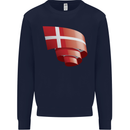Curled Denmark Flag Danish Day Football Mens Sweatshirt Jumper Navy Blue