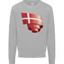 Curled Denmark Flag Danish Day Football Mens Sweatshirt Jumper Sports Grey