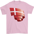 Curled Denmark Flag Danish Day Football Mens T-Shirt 100% Cotton Light Pink