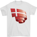 Curled Denmark Flag Danish Day Football Mens T-Shirt 100% Cotton White