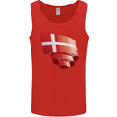 Curled Denmark Flag Danish Day Football Mens Vest Tank Top Red