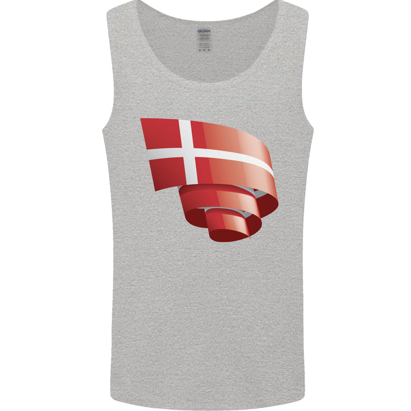 Curled Denmark Flag Danish Day Football Mens Vest Tank Top Sports Grey