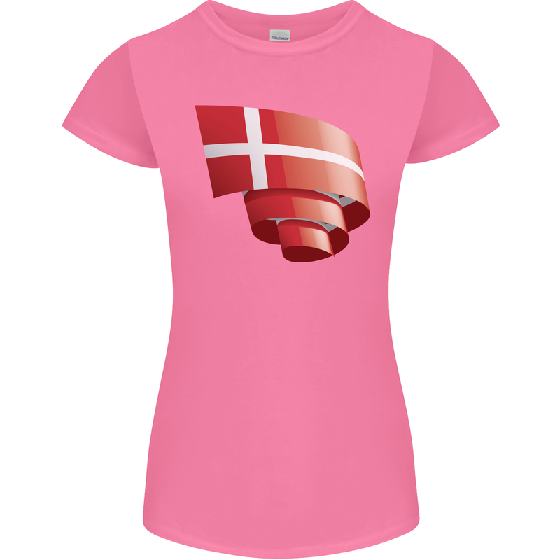 Curled Denmark Flag Danish Day Football Womens Petite Cut T-Shirt Azalea