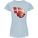 Curled Denmark Flag Danish Day Football Womens Petite Cut T-Shirt Light Blue