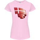 Curled Denmark Flag Danish Day Football Womens Petite Cut T-Shirt Light Pink