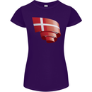 Curled Denmark Flag Danish Day Football Womens Petite Cut T-Shirt Purple