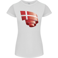 Curled Denmark Flag Danish Day Football Womens Petite Cut T-Shirt White