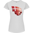 Curled Denmark Flag Danish Day Football Womens Petite Cut T-Shirt White
